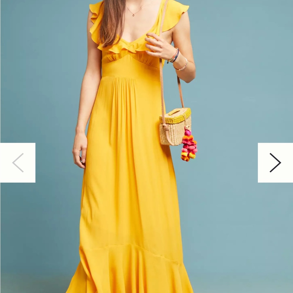 Anthropologie Belle Ruffled Maxi Dress